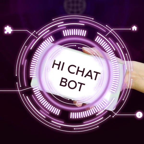 Conceptual Caption Chat Bot Conceptual Photo Greeting Robot Machine Who — Fotografia de Stock