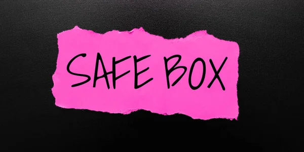 Sign Displaying Safe Box Üzleti Áttekintés Egy Kis Struktúra Ahol — Stock Fotó