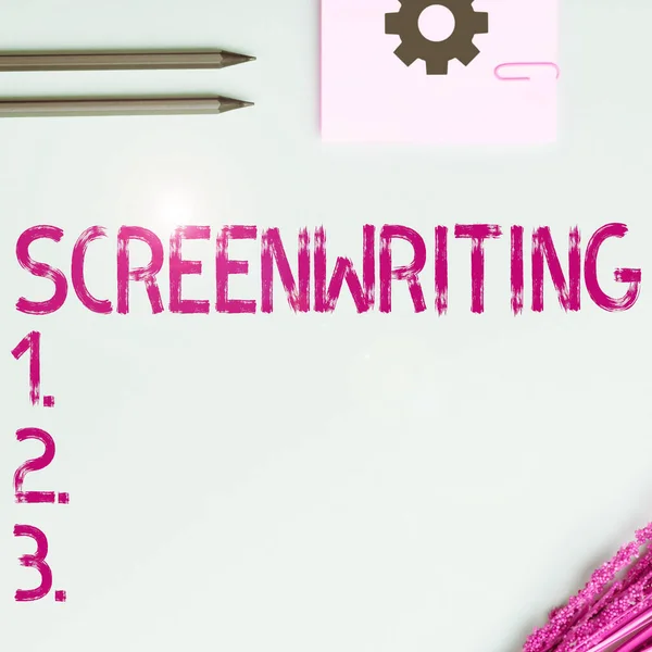 Sinal Escrita Mão Screenwriting Business Abordagem Arte Ofício Escrever Scripts — Fotografia de Stock