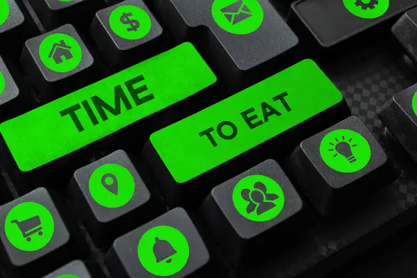 Szöveg Megjelenítése Time Eat Concept Jelentése Megfelelő Pillanat Hogy Élvezze — Stock Fotó