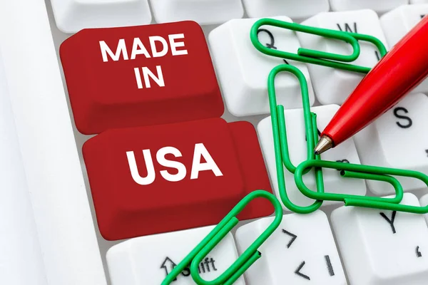 概念标题Usa制造 商业理念美国品牌美国本土产品 — 图库照片