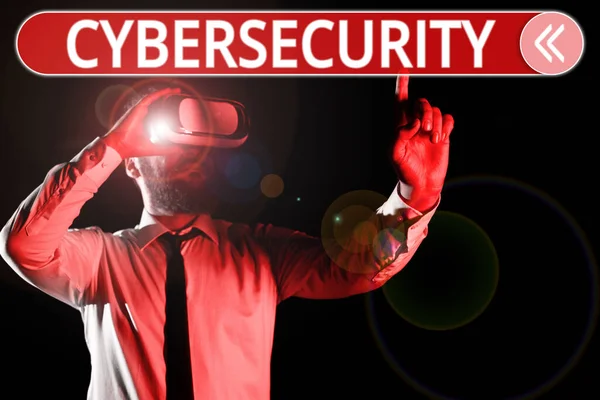 Koncepční Popisek Kybernetická Bezpečnost Koncepce Znamenající Stav Ochrany Proti Nelegálnímu — Stock fotografie