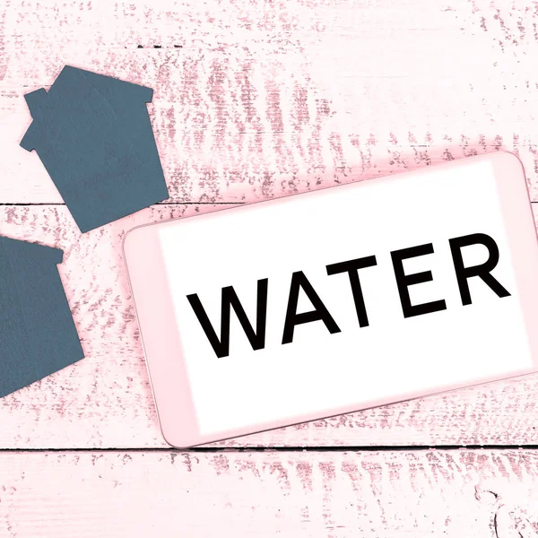 Inspiratie Met Uithangbord Water Business Aanpak Kleurloze Transparante Geurloze Vloeistof — Stockfoto