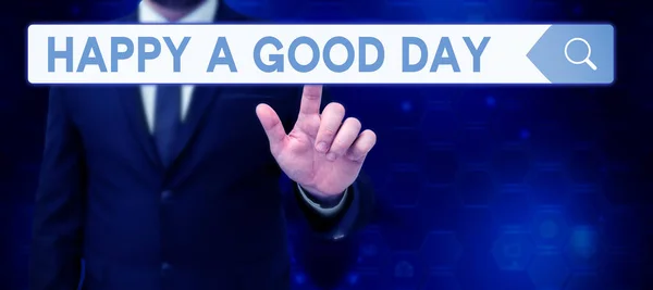 Znaki Pisma Ręcznego Happy Good Day Przegląd Biznesu Najlepsze Życzenia — Zdjęcie stockowe