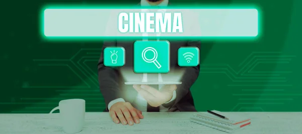 Концептуальный Заголовок Cinema Business Concept Theater Movies Shown Public Entertainment — стоковое фото