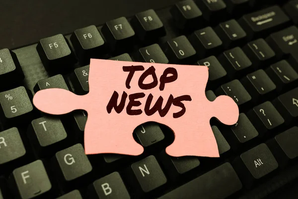Handskrift Tecken Top News Word För Information Som Tas Emot — Stockfoto