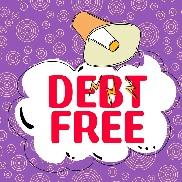 Texto Presentando Debt Free Enfoque Empresarial Libertad Financiera Debe Dinero —  Fotos de Stock