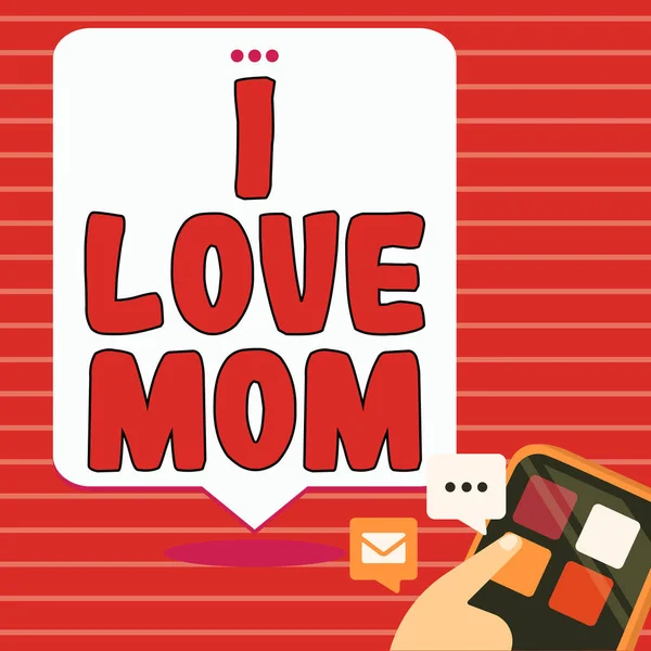Handwriting Text Love Mom Word Good Feelings Mother Affection Loving — Stock Photo, Image