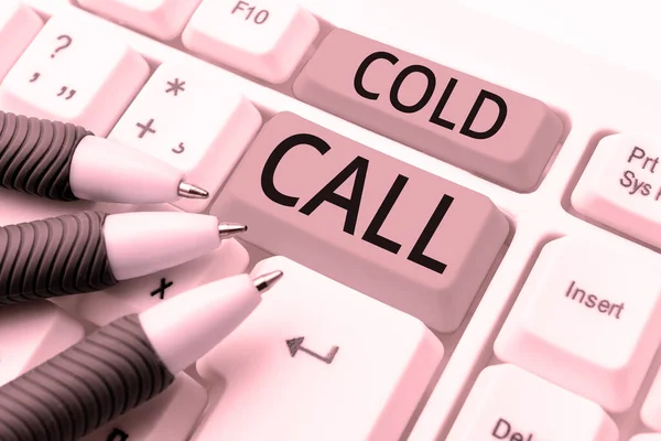 Señal Texto Que Muestra Cold Call Enfoque Empresarial Llamada Solicitada — Foto de Stock