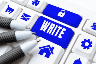 Yazı, iş, vitrin işaretlerini gösteren yazı işareti. Yüzeydeki harfler ya da semboller tipik kalem kağıdıyla işaretlenmiş.