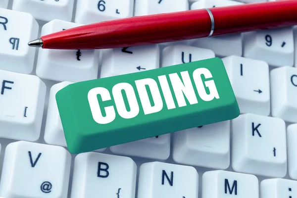Text caption presenting Coding, Word Written on assigning code to something for classification identification