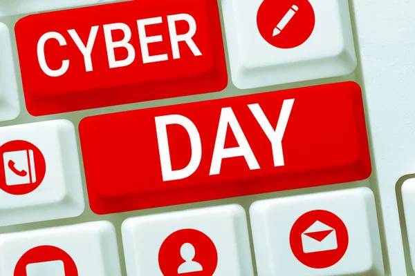 Text Sign Showing Cyber Day Concept Meaning Marketing Term Monday — Stockfoto