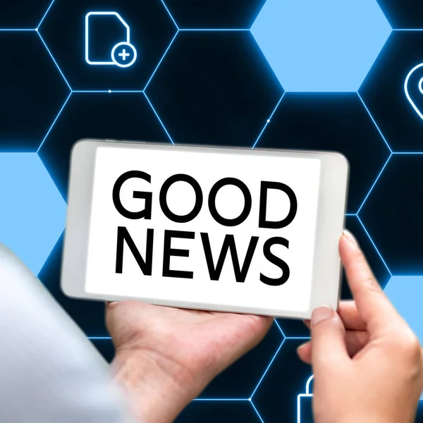 Writing Displaying Text Good News Internet Concept Someone Something Positive — Stock Photo, Image
