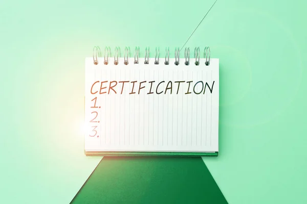 Certificação Exibição Conceitual Word Providing Alguém Com Documento Oficial Atestando — Fotografia de Stock