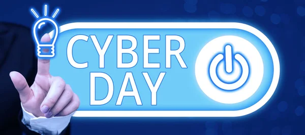Skriva Visa Text Cyber Day Affärsöversikt Marknadsföring Term För Måndag — Stockfoto
