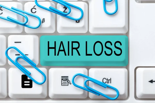 Schreiben Von Text Haarausfall Geschäft Schaufenster Verlust Der Menschlichen Haare — Stockfoto