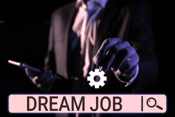 Inspiração Mostrando Sinal Dream Job Abordagem Negócios Ato Que Pago — Fotografia de Stock