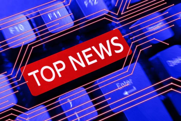 Tekst Weergeven Top Nieuws Business Aanpak Informatie Die Wordt Ontvangen — Stockfoto