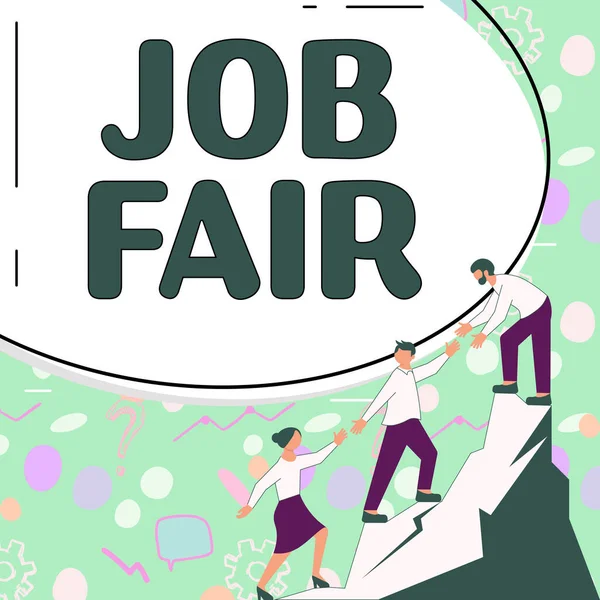 Writing Displaying Text Job Fair Word Event Person Can Apply — Stock Photo, Image