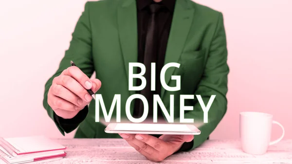 Inspiration Visar Tecken Big Money Business Showcase Gäller Hel Del — Stockfoto