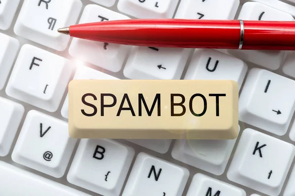 Inspiración Mostrando Signo Spam Bot Concepto Negocio Programa Autónomo Internet —  Fotos de Stock