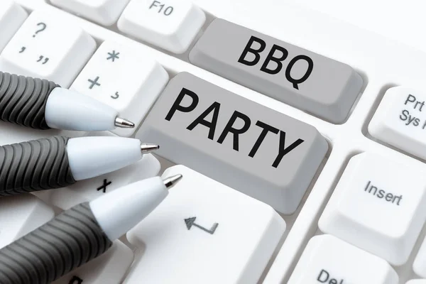 Sign Displaying Bbq Party Conceptual Photo Usually Done Outdoors Smoking — Stock Fotó