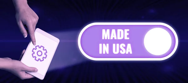 Znak Tekstowy Pokazujący Made Usa Concept Oznaczający Amerykańską Markę United — Zdjęcie stockowe