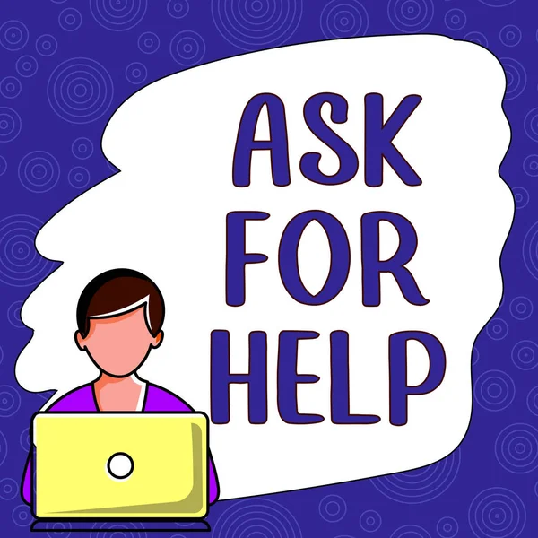 Text Caption Presenting Ask Help Business Overview Request Support Assistance — Stock fotografie
