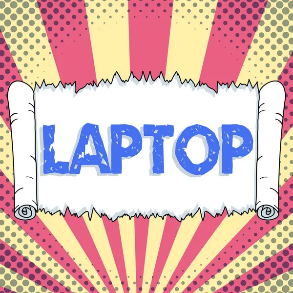 Konzeptionelle Bildunterschrift Laptop Word Für Tragbaren Computer Der Sich Auch — Stockfoto
