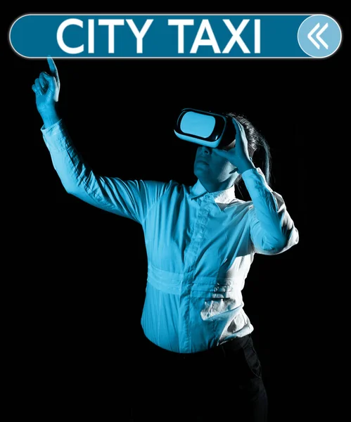Κείμενο Λεζάντα Παρουσίαση City Taxi Επιχειρηματική Ιδέα Τύπου Οχήματος Προς — Φωτογραφία Αρχείου