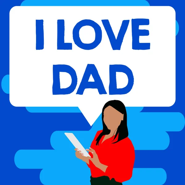 Text Sign Showing Love Dad Word Good Feelings Father Affection — Stok Foto