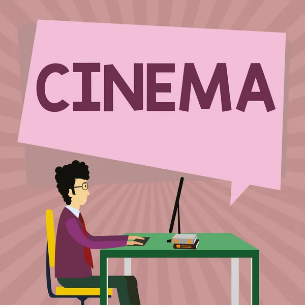Leyenda Conceptual Cine Idea Negocios Teatro Donde Proyectan Películas Para — Foto de Stock