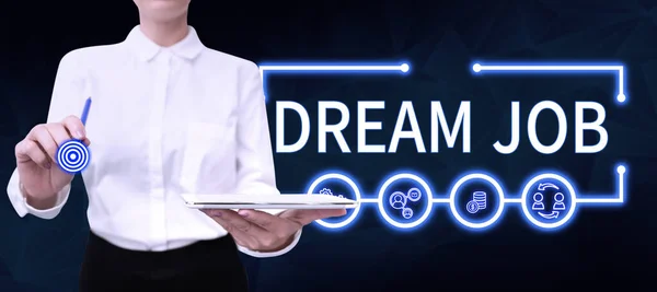 Τίτλος Κειμένου Που Παρουσιάζει Dream Job Επιχειρηματική Έννοια Μια Πράξη — Φωτογραφία Αρχείου