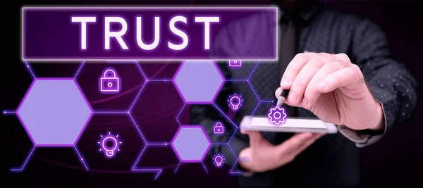 Legenda Conceitual Trust Business Abordagem Firme Crença Confiabilidade Verdade Habilidade — Fotografia de Stock