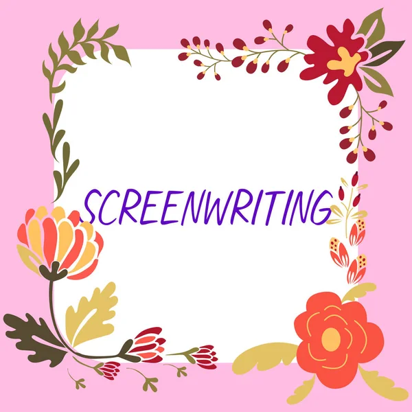 Text Sign Showing Screenwriting Business Approach Art Craft Writing Scripts — Stock Photo, Image