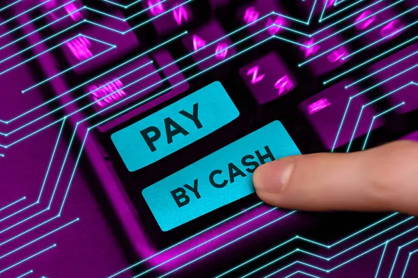 Textový Nápis Zobrazující Pay Cash Konceptuální Fotografie Zákazník Platící Penězi — Stock fotografie