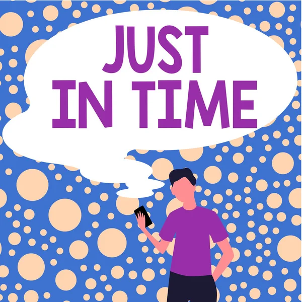 Textschild Mit Just Time Konzeptfoto Pünktlichkeit Pünktlichkeit Erforderlich — Stockfoto