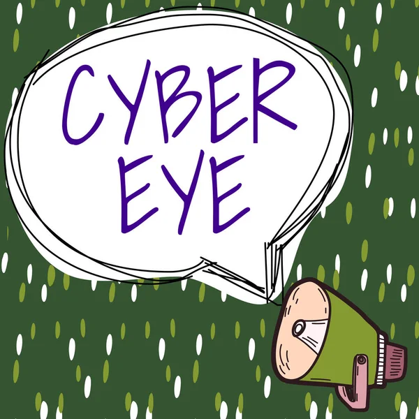Handskrift Tecken Cyber Eye Word För Verktyg Engagerar Sig Att — Stockfoto