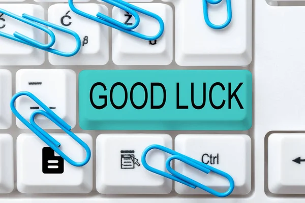 Text Sign Showing Good Luck Business Overview Positive Fortune Happy — Stockfoto