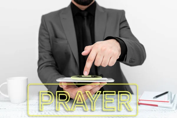Rukopisný Text Modlitba Slovo Napsáno Slavnostní Žádost Pomoc Nebo Vyjádření — Stock fotografie