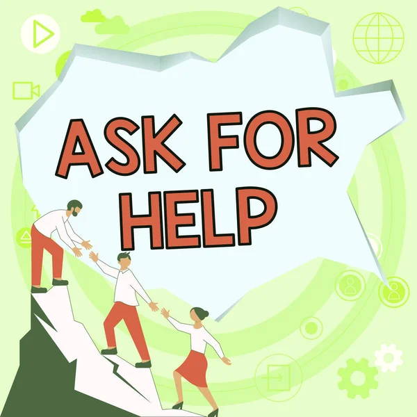 Text Caption Presenting Ask Help Business Overview Request Support Assistance — Stock fotografie