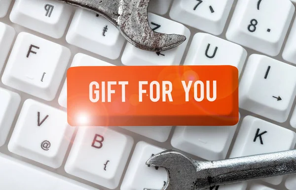 Tekst Bijschrift Presenteren Gift You Internet Concept Een Verrassing Ontvangen — Stockfoto