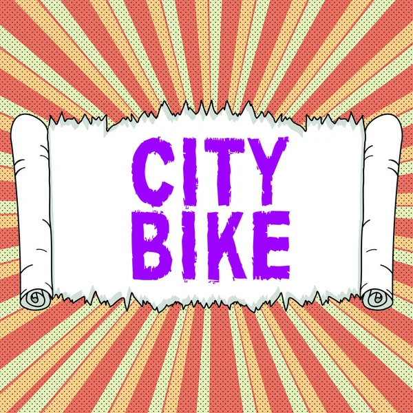 Подпись Тексту Представляющая City Bike Бизнес Идею Предназначенную Регулярных Коротких — стоковое фото