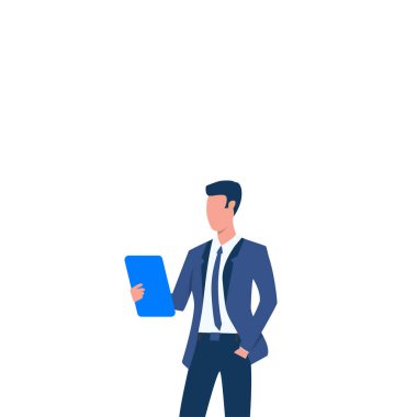 Tabletini tutan bir iş adamının resmi.