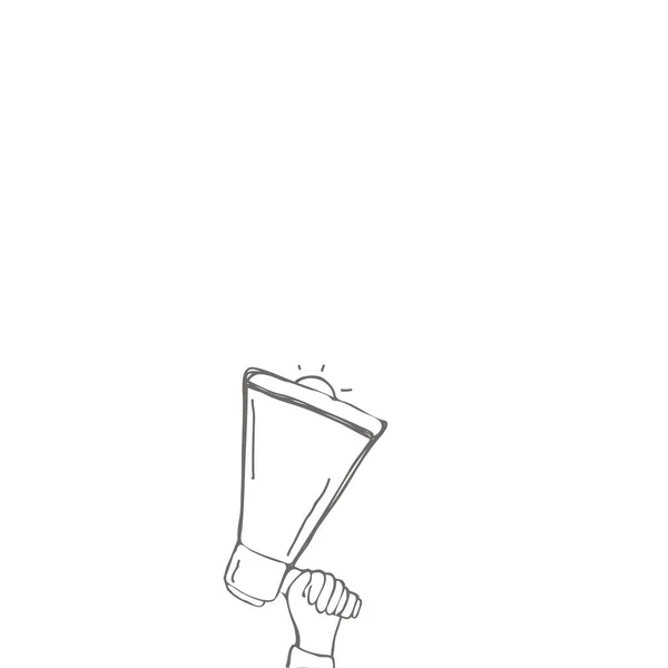 公衆への発表を描くメガホンを握る手 — ストックベクタ