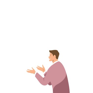 Erkek Avuçlarını Gösteriyor Diğer Planlarla Tartışıyor.