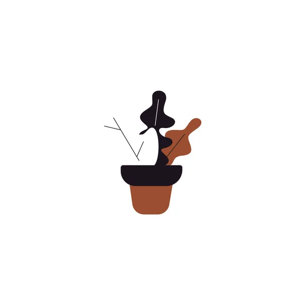 Vector Color Illustration Naturel Plants Flower Pot Cactus — Stock Vector