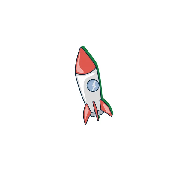 Ilustración Vectorial Con Cohete Exploración Del Espacio Satélites Planetas — Vector de stock