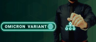 El yazısı metni Omicron Variant, yeni bir tür koronavirüsün neden olduğu hafif ve şiddetli solunum hastalıkları
