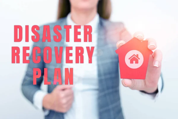 Hand Writing Sign Disaster Recovery Plan Business Idea Having Backup — Stock Photo, Image